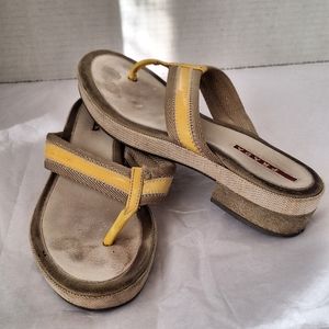 Prada Yellow Leather Thong Flat Sandals 36.5